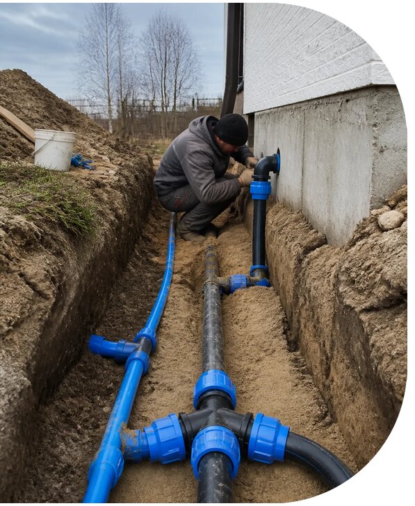 Монтаж наружного водопровода на участке под ключ в Северодвинске